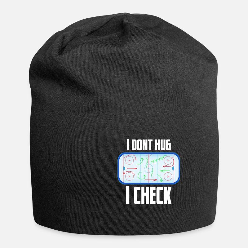 I dont hug I check - Eishockey, Ice, Schläger Puck - Jersey-Beanie - Schwarz