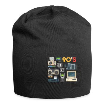 90 s , Kassetten Radio,Walkman , Beatbox, VHS - Jersey-Beanie - Schwarz - Vorne