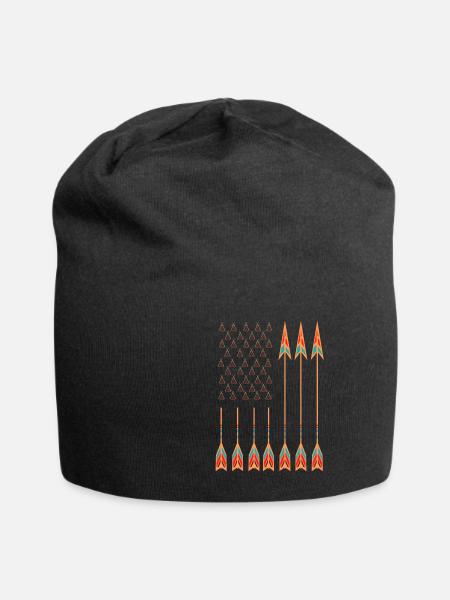 Native American Day, Us Flagge,Zelte & Pfeile, - Jersey-Beanie - Schwarz