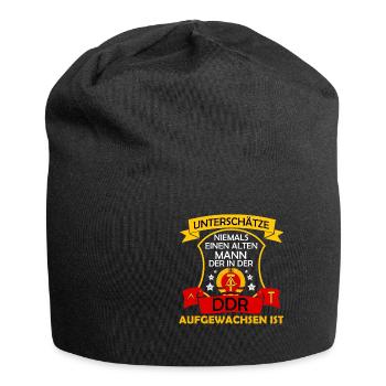 Unterschätze nie einen alten Mann aus der DDR - Jersey-Beanie - Schwarz - Vorne