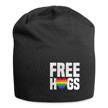 Free Hugs Gay LGBT Pride Rainbow Heart Gift - Jersey Beanie - black - Front