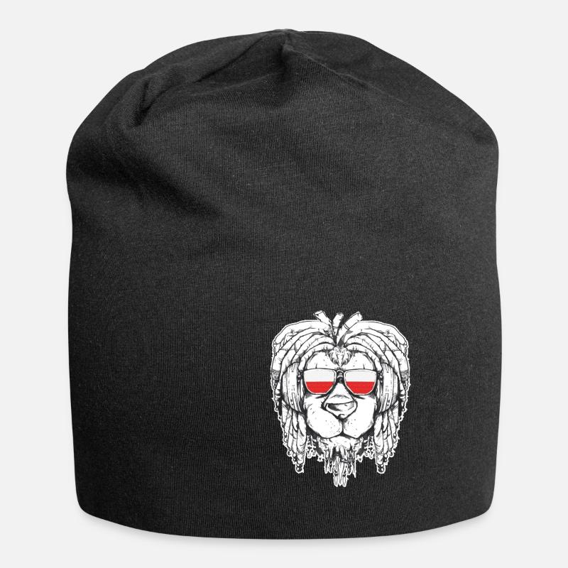 Rasta Biker Patriot Löwe Polen Geschenk Geburtstag - Jersey-Beanie - Schwarz