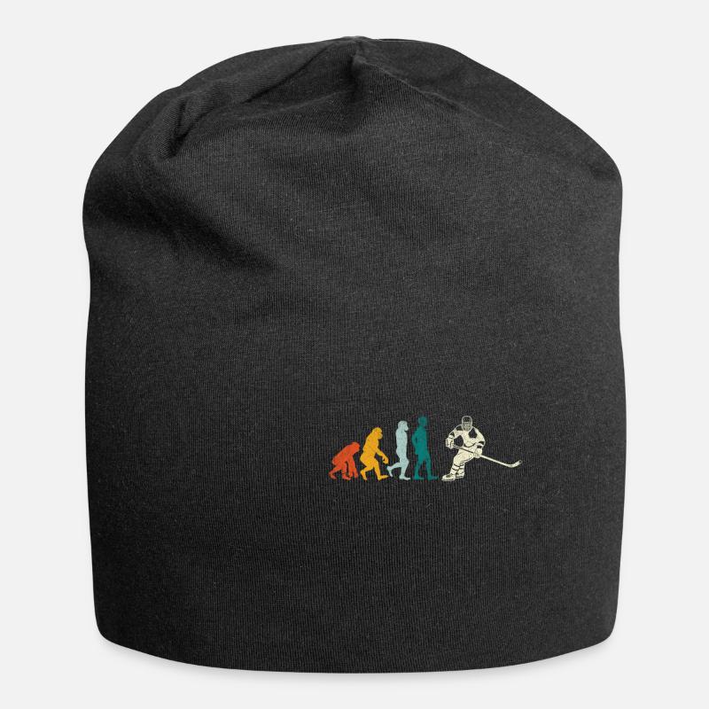 Eishockey Evolution Vintage Retro Geschenk - Jersey-Beanie - Schwarz