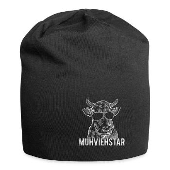 MUHVIEHSTAR Landwirt Bauer Kühe Geschenk Farmer - Jersey-Beanie - Schwarz - Vorne