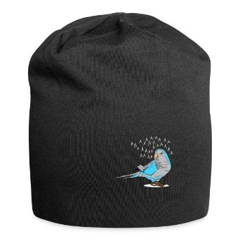 Schreiender Blauer Quäker-Papagei - Jersey-Beanie - Schwarz - Vorne