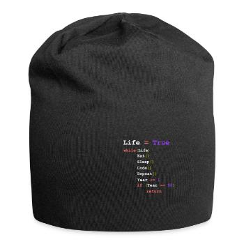 Eat Sleep Code Repeat - Programmierer - Jersey-Beanie - Schwarz - Vorne
