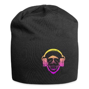 Monkey DJ Affe mit Kopfhörer und Sonnenbrille - Jersey-Beanie - Schwarz - Vorne