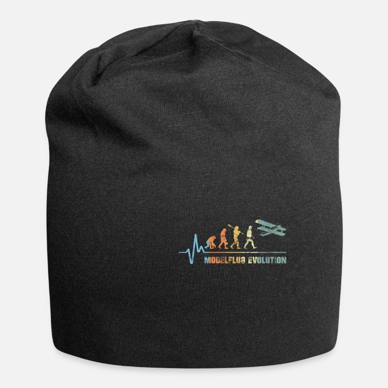 Modellflug Sport Evolution Pilot Flugzeug Vintage - Jersey-Beanie - Schwarz