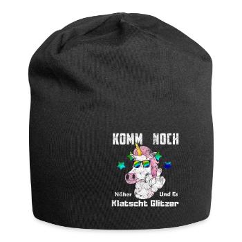 Es Klatscht Glitzer Mittelfinger - Jersey-Beanie - Schwarz - Vorne