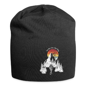 Wandern Jakobsweg Berge Natur Wanderer Hiking Retr - Jersey-Beanie - Schwarz - Vorne