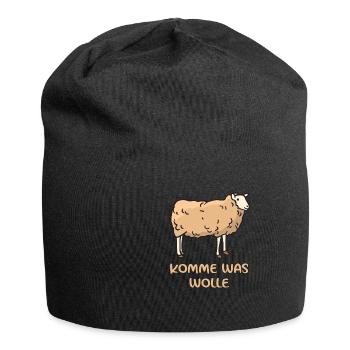 Komme Was Wolle Schaf Wortwitz - Jersey-Beanie - Schwarz - Vorne