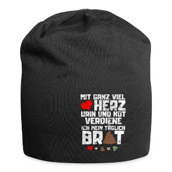 Mit ganz viel Herz Urin und Kot wahrer Spruch - Jersey-Beanie - Schwarz - Vorne