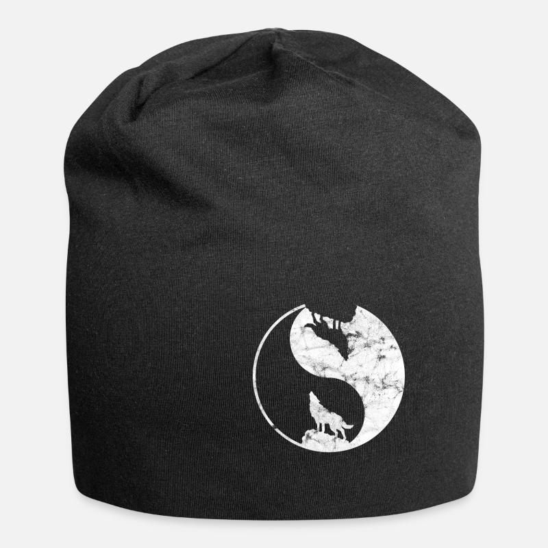 Yin Yang Wolf - Jersey-Beanie - Schwarz
