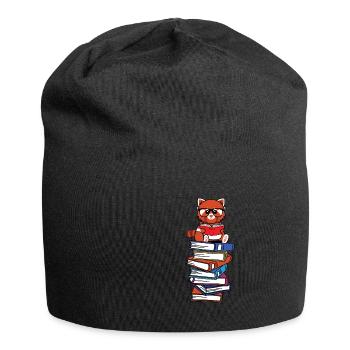 Kawaii red panda reading books - Jersey Beanie - black - Front