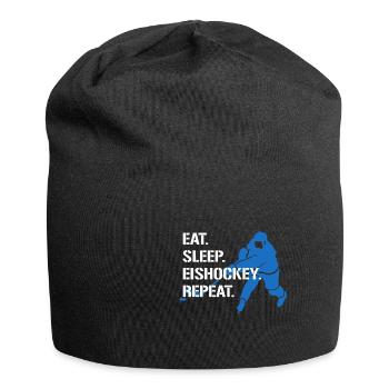 Eat Sleep Eishockey Repeat Eissport Eishockey - Jersey-Beanie - Schwarz - Vorne
