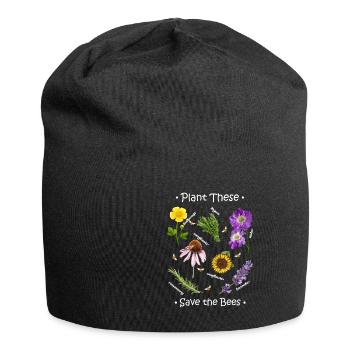 Plant These Save The Bees - Bee Beekeeper Gift - Jersey Beanie - black - Front