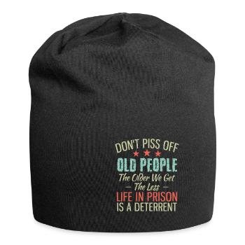old people, menschen, opa, witz, coole sprüche - Jersey-Beanie - Schwarz - Vorne