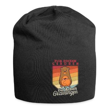 Zum Zocken Geboren zur Arbeit Gezwungen Geschenk - Jersey-Beanie - Schwarz - Vorne