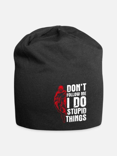 DON'T FOLLOW ME I DO STUPID THINGS MTB Downhill - Jersey Beanie - black