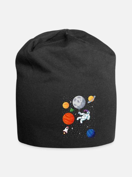 Astronaut Planeten Weltraum Geschenk für Kinder - Jersey-Beanie - Schwarz