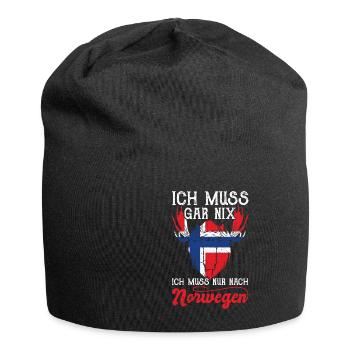 Oslo Ich muss gar nix ich muss nur nach Norwegen - Jersey-Beanie - Schwarz - Vorne