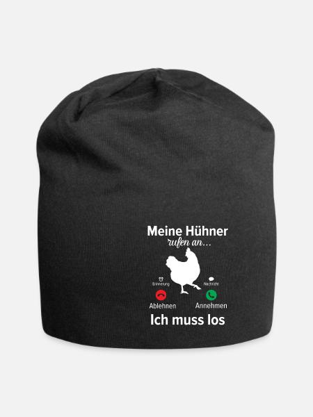 Meine Hühner Rufen An Ich Muss Los Landwirt - Jersey-Beanie - Schwarz