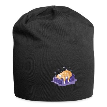 Funny Cat on a Bag Vacation Holiday - Jersey-Beanie - Schwarz - Vorne