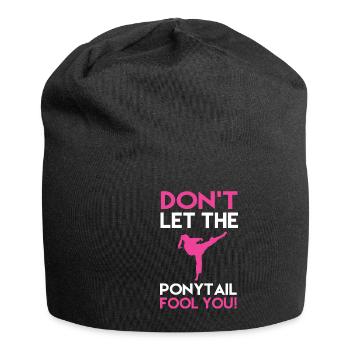 Funny Karate Girl Don't Ponytail Fool You - Jersey-Beanie - Schwarz - Vorne