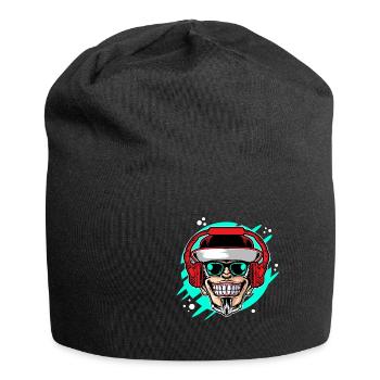 Monkey DJ mit Kopfhörer & Sonnenbrille Geschenkide - Jersey-Beanie - Schwarz - Vorne