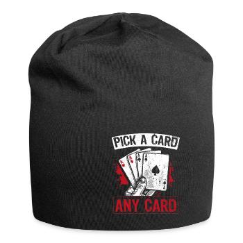 Kartenmagie Magier - Pick A Card Any Card Spruch - Jersey-Beanie - Schwarz - Vorne