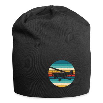 Flugzeug Retro Pilot Geschenk Fliegen Flugsport - Jersey-Beanie - Schwarz - Vorne
