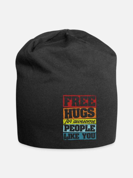 Free Hugs Spruch Umarmung Awesome Festival Geschen - Jersey-Beanie - Schwarz