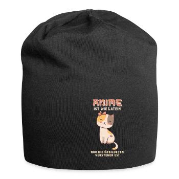 Anime is like Latin I Cute Anime Neko Cat - Jersey Beanie - black - Front