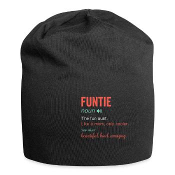 Funtie Noun Definition Nutrition for Aunt Mom - Jersey Beanie - black - Front
