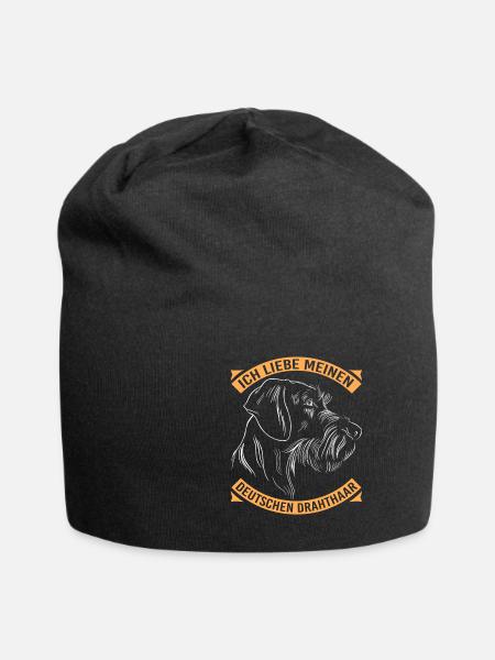 Hund Hundebesitzer Ich liebe meinen Deutschen Drah - Jersey-Beanie - Schwarz