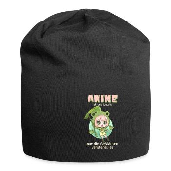 Anime ist wie Latein Anime Manga Girl - Jersey-Beanie - Schwarz - Vorne