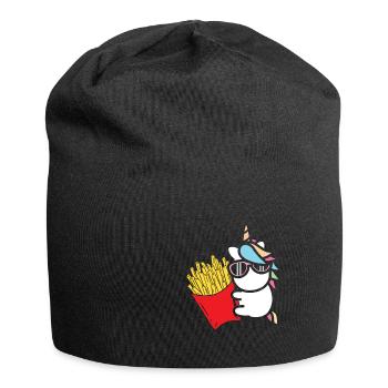 Pommes Frites Pommes Liebhaber Einhorn mit Pommes - Jersey-Beanie - Schwarz - Vorne