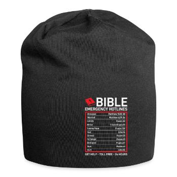 Bible Emergency Numbers Funny Christ Bible & Jesus - Jersey Beanie - black - Front