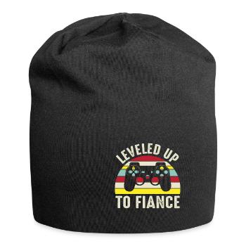 Leveled Up To Fiance Just Engaged Man Gamer Retro - Jersey-Beanie - Schwarz - Vorne