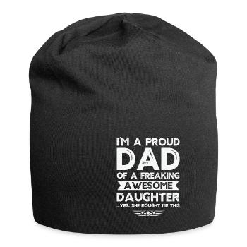 Proud Dad Of A Awesome Daughter Funny - Jersey Beanie - black - Front
