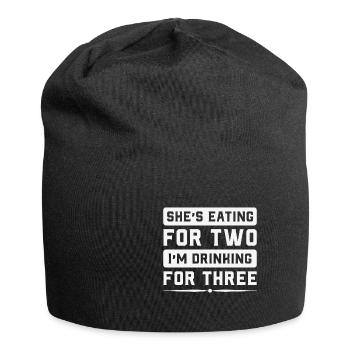 Elle mange pour deux, je bois pour trois - Bonnet en jersey - noir - Devant