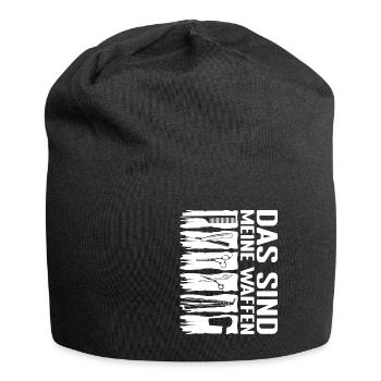 Friseur Barber - Das sind meine Waffen Geschenk Sa - Jersey-Beanie - Schwarz - Vorne