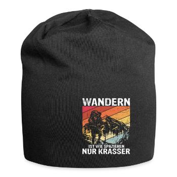 Wandern ist wie spazieren, nur krasser - Wanderer - Jersey-Beanie - Schwarz - Vorne