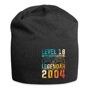 Level 18 Jahre Geburtstag 2004 LAN-Party Motiv Gam - Jersey-Beanie - Schwarz - Vorne