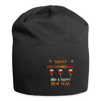 Happy Hallothanksmas and a Happy New Year - Jersey-Beanie - Schwarz - Vorne