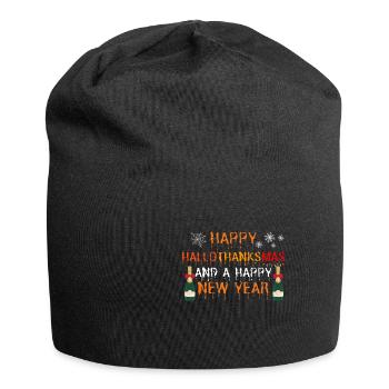 Happy Hallothanksmas and a Happy New Year - Jersey-Beanie - Schwarz - Vorne