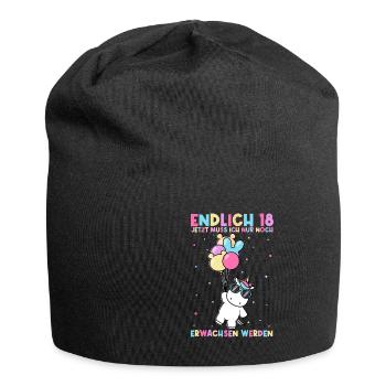 Endlich 18 Jetzt Muss Ich Nur Noch Erwachsen Werde - Jersey-Beanie - Schwarz - Vorne