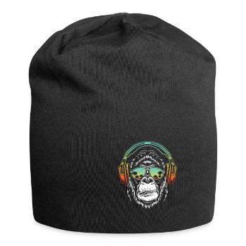 Monkey DJ mit Kopfhörer und Sonnenbrille Geschenki - Jersey-Beanie - Schwarz - Vorne