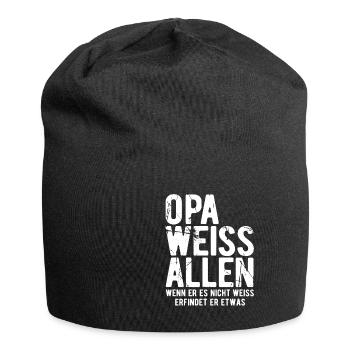Opa weiss alles - Wenn er es nicht weiss erfindet - Jersey-Beanie - Schwarz - Vorne