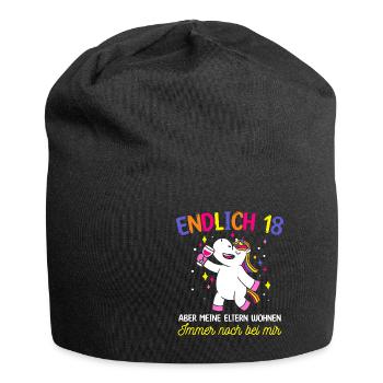 Endlich 18 Aber Meine Eltern Wohnen Immer Noch Bei - Jersey-Beanie - Schwarz - Vorne